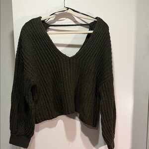 Forever 21 Dark Green V-Neck Sweater